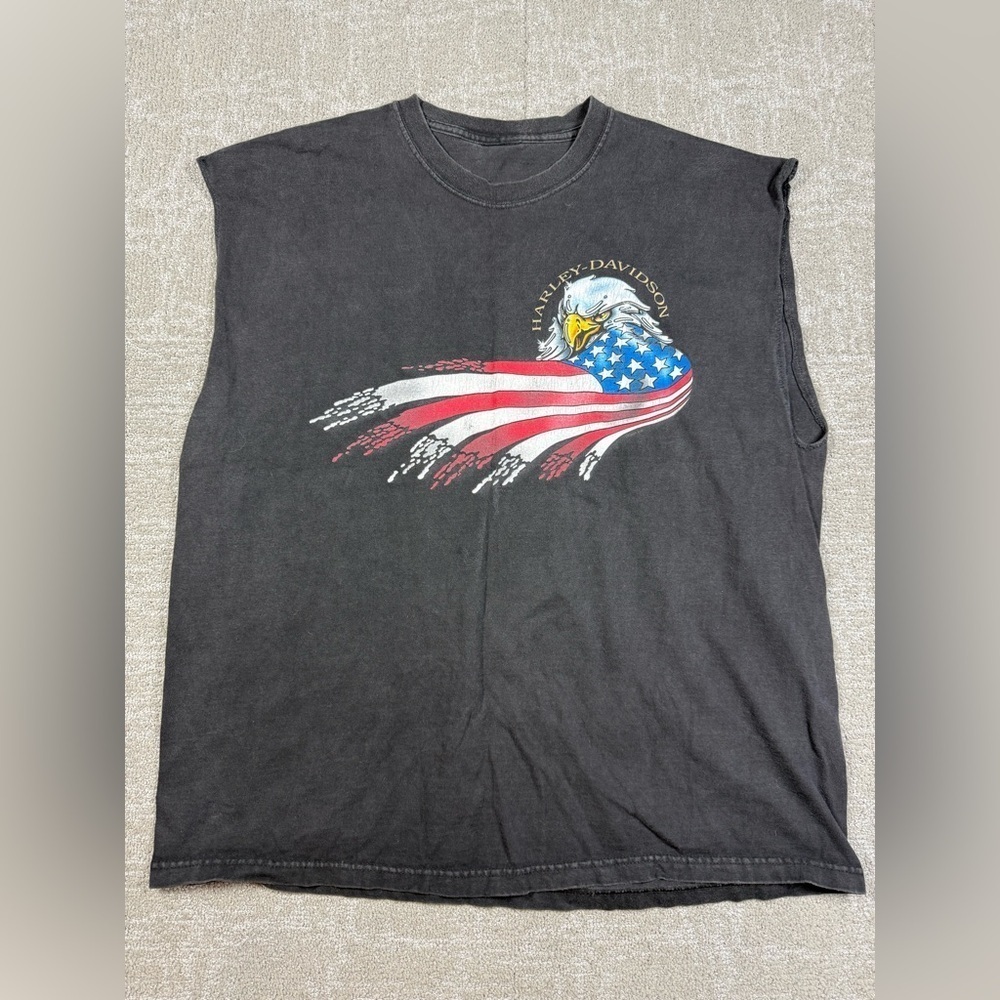 Vintage Harley Davidson American Eagle Sleeveless Biker T Shirt READ BELOW